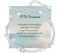 Tusuzik Cadeau Élégant Pour Femme Avec Petites Étoiles Et Perles, En Argent Sterling 925, Saint Valentin, 22 Centímetros