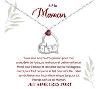Tusuzik Cadeau Noel Maman Personnalisé Collier Femme Argent Collier avec Zircone Blanche, Bijoux Cadeau Original pour Maman, Noël et Anniversaire