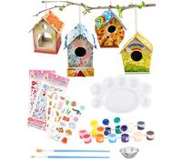 TUT Lot de 2 mangeoires à oiseaux pour enfants, à peindre, nourriture pour oiseaux à construire soi-même, artisanat d'art pour filles et garçons