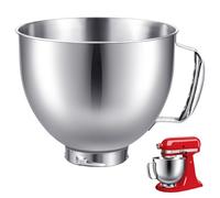 Tutamaz Bol de mixage en acier inoxydable pour mixeur Kitchen Aid 4,5-5 Quart - Bol pour blender Kitchenaid - Argent - Pièces de rechange pour batteur - Bol en acier inoxydable avec poignée - Bol
