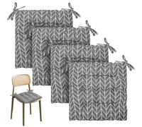 Tutamaz Lot de 4 coussins de chaise au motif de dessin animé - 40 x 40 cm - Avec rubans - Pour l'intérieur et l'extérieur - Pour salle à manger, salon, chambre d'études - Gris flèche