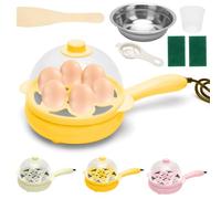 Tutamaz Poêle à frire électrique, 220 V, mini poêle à frire, poêle à crêpes à steak frit multifonctionnelle, antiadhésive, moule à œuf cuit à la vapeur pour omelette, hamburger, viande, crêpes, jaune