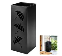 Tutamaz Porte-parapluie carré en métal - Design découpé - Pour la maison et le bureau - Parapluies - Bâtons de marche - Papier d'emballage - Bâtons de trekking (noir)