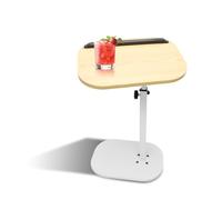 Tutamaz Table d'appoint Forme C -Table d'appoint de Canapé Réglable en Hauteur 45CM-80CM, Table Basse rotative à 360° - Petite Table Basse pour Salon, Chambre, Marron (Bois Naturel)