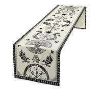 TuTaTiMANG Nappe en Lin Motif Arbre De Vie Viking, Chemin De Table Vintage À Motif Viking, Décoration De Table De Cuisine Saisonnière