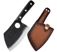 TUTCHUAN couteau de cuisine japonais forgé à la main hachoir Full Tang High Carbon Steel couteau de cuisine Home and Outdoor Cooking Knife avec étui en cuir