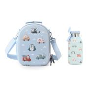 Tutete Coffret Repas Aventure | Pack Sac Isotherme 3D avec Bouteille Acier 500 ml + Housse Thermique | Idéal Repas Enfant, Crèche, École et Sorties | City Cars