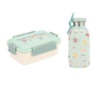 Tutete Coffret Repas Basic Thermo pour Enfants | Boîte Bento 900 ml et Bouteille Isotherme 750 ml avec Housse Isotherme | Idéal École, Sport et Loisirs | The Three Little Pigs