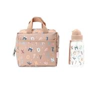 Tutete Coffret Repas Essentiel | Pack Sac Isotherme avec Gourde Tritan 500 ml | Léger, Pratique et Sans BPA | Idéal École, Crèche et Sorties | Funny Letters