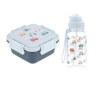 Tutete Coffret Repas Quotidien pour Enfants | Boîte Bento 780 ml et Gourde Tritan 500 ml | Sans BPA, Pratique et Léger | Idéal École, Crèche et Sorties | City Cars
