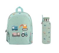 Tutete Pack Sac à Dos École avec Bouteille Isotherme 750 ML | Sac Résistant et Bouteille en Acier avec Housse | Idéal Primaire et Loisirs| Trucks