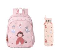 Tutete Pack Sac à Dos École avec Bouteille Isotherme 750 ml | Sac Résistant et Bouteille en Acier avec Housse | Idéal Primaire et Loisirs| Little Red