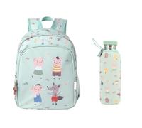Tutete Set École Primaire | Sac à Dos Résistant et Bouteille en Acier avec Housse Isotherme | Idéal Primaire et Loisirs | The Three Little Pigs