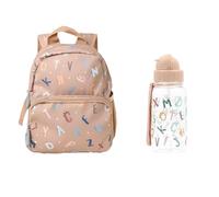 Tutete Set Sac à Dos École Maternelle | Sac à Dos Petite Taille avec Gourde Tritan 500 ML pour Enfant | Léger, Pratique et sans BPA | Idéal Crèche, École et Sorties | Funny Letters