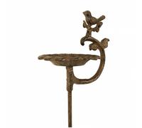 Tuteur Bain D'oiseaux Ou Pic De Jardin Coupelle Style Bénitier Mangeoire À Oiseau En Fonte Marron 15x19,50x81cm Marron