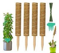 Tuteur Plante Grimpante 4 Pièces Bâton de Coco de 30cm avec 4 Étiquettes de Plantes et 100 Câbles Plantes pour Plantes Grimpantes Poteau de Mousse Support Tuteur en Fibres de Mousse de Coco