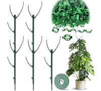 Tuteur Plante Grimpante, 5 Pièces Tuteurs pour Plantes de Jardin, Piquet Poteaux de Support de Plante, Amovibles et Empilables, Tuteur Monstera avec Clips pour Plantes et Attaches de Jardin