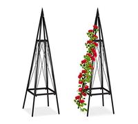 Tuteur Rosier grimpant, Lot de 2, carré, Autonome, vignes, Jardin, résistant aux intempéries, Fer, Hauteur: 132 cm, Noir