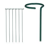 relaxdays Tuteur à tomates Lot de 6, Support avec Anneau pour Fleurs, résistant aux intempéries, métal, 80cm, Vert foncé