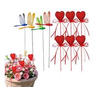 Tuteurs de libellules pour jardin, idées de décoration de jardin, pot de fleurs en forme de cœur, pour jardinier, intérieur, extérieur, bricolage, paysage, chemin, pelouse, cour, balcon, anniversaire