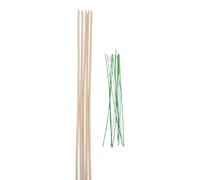 Tuteurs de Plantes en Bambou Beige avec Liens | Support Polyvalent, Installation Facile, Liens Réglables, pour Vigne, Concombre, Jardin Extérieur