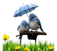 Tuteurs Décoratifs pour,Insert en Acrylique 2D pour Jardinière | Piquets Oiseau Bleu avec Parapluie pour Pelouse Allée Jardin Devant Cour Arrière