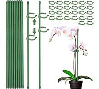 Tuteurs pour Plantes,15 Pièces tuteur Plante Interieur,tuteur Orchidee,30 tiges de Plantes Clips,Fixation de Croissance des Plantes, Protègent Les Plantes de l'Inclinaison (Vert / 45)