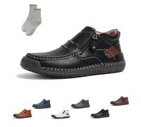 Tuthrav Leather Shoes, The First Young Shoes Men,Tuthrav Leather Slip Driving Shoe,Arch Support,Retro Casual Shoe (Black,EU 48)
