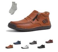 Tuthrav Leather Shoes, The First Young Shoes Men,Tuthrav Leather Slip Driving Shoe,Arch Support,Retro Casual Shoe (Light Brown,EU 40)
