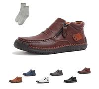 Tuthrav Leather Shoes, The First Young Shoes Men,Tuthrav Leather Slip Driving Shoe,Arch Support,Retro Casual Shoe (Dark Brown,EU 41)