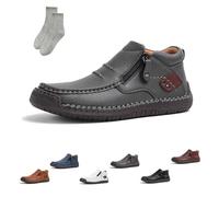 Tuthrav Leather Shoes, The First Young Shoes Men,Tuthrav Leather Slip Driving Shoe,Arch Support,Retro Casual Shoe (Gray,EU 38)