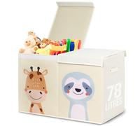 Tutifu® Boîte de Rangement pour Jouets pour Enfant Pliable Beige, 78 Litres et Double Couvercle. Coffre de Rangement Enfant en Tissu Oxford. Grand Coffre, Bac ou Caisse. Ne Convient pas pour S’asseoir