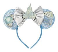 TUTKIMUS Serre-tête oreilles de souris pour femme - Oreilles de princesse de souris, nœuds de château, oreilles de souris, décorations de fête de princesse pour femmes et filles (bleu)