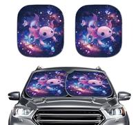 Tutolipy Galaxy Axolotl Lot de 2 pare-soleil de voiture pour pare-brise de voiture Étoile Papillon Pare-soleil pliable Protection universelle pour la plupart des mers SUV Camion