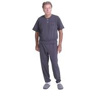 Tuton pour personnes âgées et incontinentes avec fermeture au dos - Jour - Idéal pour la maladie d'Alzheimer ou autre - Manches courtes, gris, M