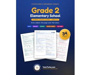 TutorTurbo's Reference Sheets - Grade 2 Elementary School - Alberta, Canada Aligned: Full-Colour Anchor Charts in Math, English, Science, Social Studies and Wellness, Ages 7-8