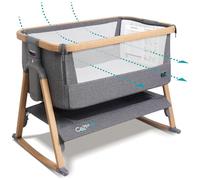 Tutti Bambini CoZee® Air Berceau Bébé & Lit Cododo - Lit Bébé Bascule Pliable avec Sac de Transport - Matelas Deluxe Respirant & 6 Hauteurs Réglables - 0-6 Mois (Chêne & Charbon)