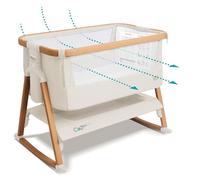 Tutti Bambini CoZee® Air Berceau Bébé & Lit Cododo - Lit Bebe Bascule Pliable avec Sac de Transport - Matelas Deluxe Respirant & 6 Hauteurs Réglables - 0-6 Mois (Noyer & Écru)