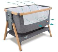 Tutti Bambini CoZee® Berceau Bébé & Lit Cododo 2-in-1 - Lit Bébé avec Matelas Respirant - 6 Hauteurs Réglables - Fenêtre D'Aération - Pliable - 0-6 Mois (Chêne & Charbon)