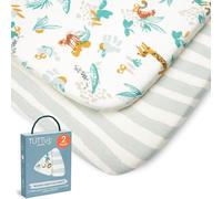 Tutti Bambini Drap Housse Berceau (Lot de 2) - Jersey de Bambou Doux & Respirant - Draps Cododo avec Élastique Double - Convient aux Matelas de 53 x 80 cm à 60 x 90 cm (Run Wild)