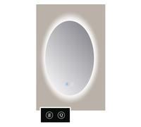 TuTTi Q-Mirrors Miroir - 70x100 - ovale - icônes tactiles - chauffage de miroir - éclairage LED - 3 couleurs - ambiance tout autour SOAT.10070
