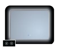 TuTTi Q-Mirrors Miroir - 80x70 - rectangulaire - icônes tactiles - chauffe-miroir - éclairage à LED - 3 couleurs - ambiance tout autour - encadrement - chrome LTA.70080C