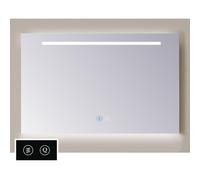 TuTTi Q-Mirrors Miroir - 90x60 - rectangulaire - icônes tactiles - chauffe-miroir - éclairage à LED - 3 couleurs - bande horizontale + ambiance en bas LTD.60090