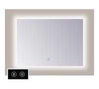 TuTTi Q-Mirrors Miroir - 90x60 - rectangulaire - icônes tactiles - chauffe-miroir - éclairage à LED - 3 couleurs - ambiance tout autour LTA.60090