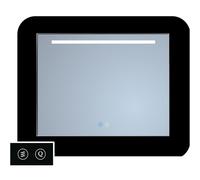 TuTTi Q-Mirrors Miroir - 90x70 - rectangulaire - icônes tactiles - chauffage de miroir - éclairage LED - 3 couleurs - bande horizontale - encadrement - noir mat LT1.70090Z