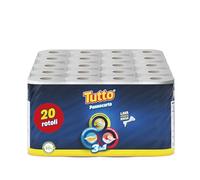 Tutto Pannocarta 3 en 1, 20 rouleaux de papier polyvalents, 1 voile, 48 déchirures, extra absorbant, lavable et réutilisable plus de 20 fois, 100% fabriqué en Italie