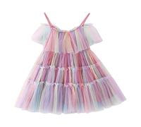 Tutu Danse Classique Fille Jupon Robe Enfant Fille Bal ou soirée Robe Tie-Dye sans Manches À Volants - Tenue Fluide Et Colorée pour Danse, Carnaval Et Photos Studio