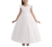 Tutu Danse Classique Fille Jupon Robe Enfant Fille De Toutes Saisons Longue Et Élégante avec Nœud Et Perles - Robe De Gala pour Anniversaire, Pageant Et Cérémonies Spéciales