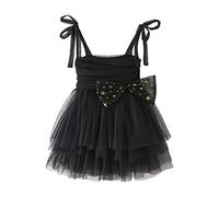 Tutu Danse Classique Fille Jupon Robe Enfant Fille De Toutes Saisons Robe À Bretelles Et Gros Nœud - Tenue Mignonne sans Manches pour Goûters D’Anniversaire Et Jeux en Extérieur