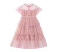 Tutu Danse Classique Fille Jupon Robe Enfant Fille De Toutes Saisons Robe Manches Papillon Pailletée Étoiles Et Lune À Volants - Tenue Cosmique pour Spectacles Nocturnes Et Fêtes Magiques